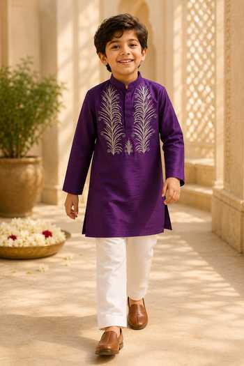 MI Dulce AN'YA Purple Embroidered Kurta Set
