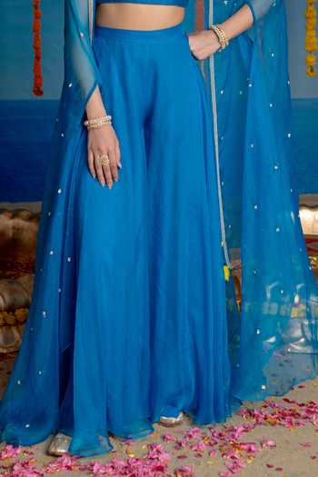 Buy Mint Blush Blue Organza, Chanderi Scoop Neck Cerulean Embroidered Cape Set Online at Aza Fashions Buy_Mint Blush_Blue Organza, Chanderi Scoop Neck Cerulean Embroidered Cape Set _Online_at_Aza_Fashions