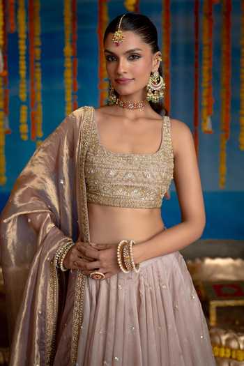 Buy Mint Blush Purple Organza, Tissue, Vegan Silk Square Orchid Embroidered Blouse Lehenga Set Online at Aza Fashions Buy_Mint Blush_Purple Organza, Tissue, Vegan Silk Square Orchid Embroidered Blouse Lehenga Set _Online_at_Aza_Fashions