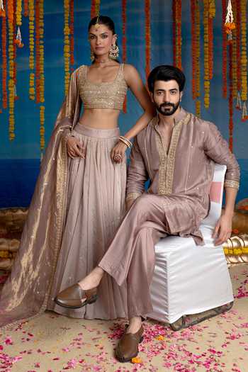 Buy Mint Blush Purple Organza, Tissue, Vegan Silk Square Orchid Embroidered Blouse Lehenga Set Buy_Mint Blush_Purple Organza, Tissue, Vegan Silk Square Orchid Embroidered Blouse Lehenga Set
