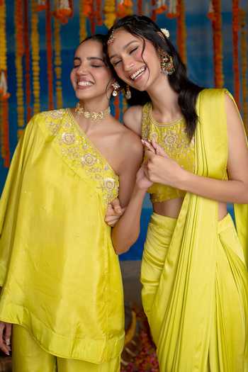 Mint Blush Green Silk One Shoulder Lemon Top And Pant Set Online at Aza Fashions Mint Blush_Green Silk One Shoulder Lemon Top And Pant Set _Online_at_Aza_Fashions