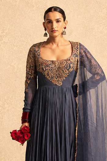 Meesa Blue Organza, Georgette, Shantoon Square Payal Hand Embroidered Anarkali Set Online at Aza Fashions Meesa_Blue Organza, Georgette, Shantoon Square Payal Hand Embroidered Anarkali Set _Online_at_Aza_Fashions