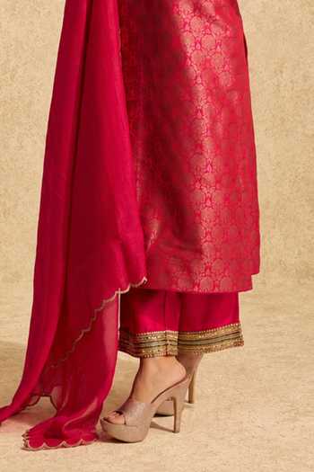 Buy Meesa Pink Chanderi, Brocade, Shantoon V-neck, Yes Hina Hand Embroidered Kurta Set Online at Aza Fashions Buy_Meesa_Pink Chanderi, Brocade, Shantoon V-neck, Yes Hina Hand Embroidered Kurta Set _Online_at_Aza_Fashions