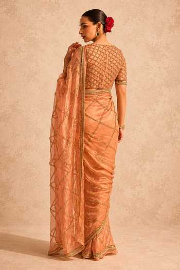 Meesa Afsana Pre Draped Saree With Embroidered Blouse 