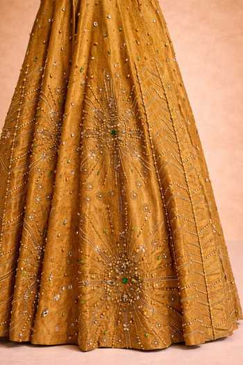 Meesa Gold Chanderi, Net Beads, Stones, Gulnaz Hand Embroidered Lehenga And Corset Set Online at Aza Fashions Meesa_Gold Chanderi, Net Beads, Stones, Gulnaz Hand Embroidered Lehenga And Corset Set _Online_at_Aza_Fashions