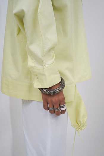 Buy_Saim_Green Cotton Gathered Double Hoodie Shirt _Online_at_Aza_Fashions