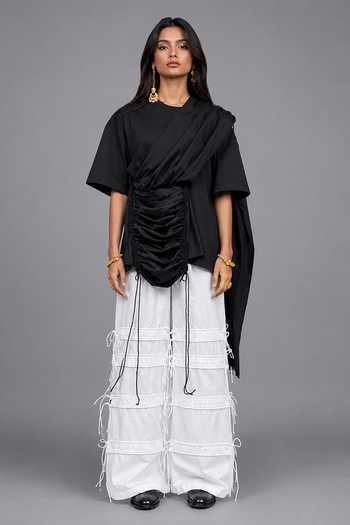 Saim Pocket Saree Draped Gathered T Shirt 