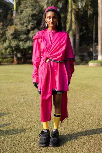 Saim Cut Out Saree Draped Shirt 