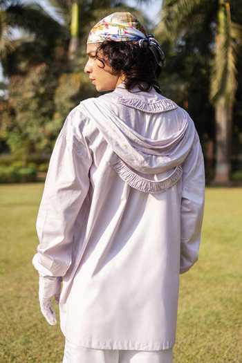 Shop_Saim_Purple Cotton Gathered Necklines Shirt _Online_at_Aza_Fashions