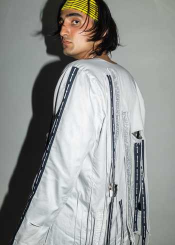Buy_Saim_Grey Cotton Cut Out Fringed Jacket 