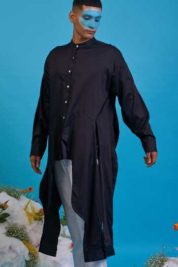Buy Saim Black Cotton Multi Sleeve Asymmetric Shirt Online at Aza Fashions Buy_Saim_Black Cotton Multi Sleeve Asymmetric Shirt _Online_at_Aza_Fashions