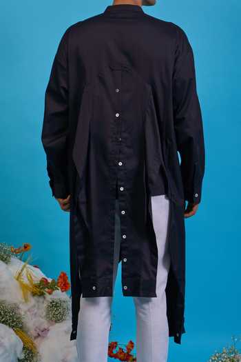 Shop Saim Black Cotton Multi Sleeve Asymmetric Shirt Online at Aza Fashions Shop_Saim_Black Cotton Multi Sleeve Asymmetric Shirt _Online_at_Aza_Fashions