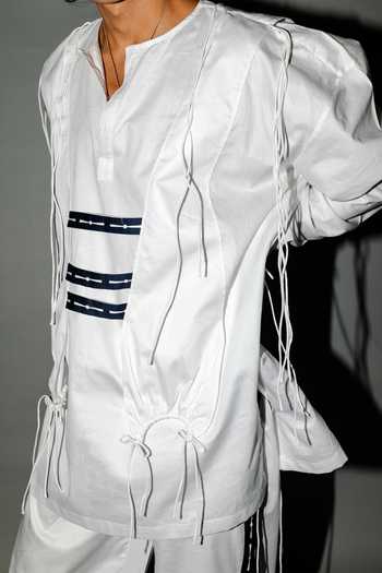 Shop Saim White Cotton Over Layered T Shirt And Trouser Co-ord Set Online at Aza Fashions Shop_Saim_White Cotton Over Layered T Shirt And Trouser Co-ord Set _Online_at_Aza_Fashions