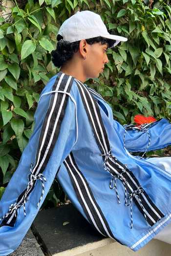Buy Saim Sky Blue Cotton Deconstructed Reversible Jacket Online at Aza Fashions Buy_Saim_Sky Blue Cotton Deconstructed Reversible Jacket _Online_at_Aza_Fashions
