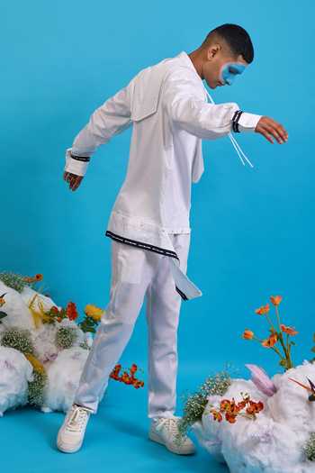 Buy Saim White Cotton Deconstructed Kurta Yoke Shirt Online at Aza Fashions Buy_Saim_White Cotton Deconstructed Kurta Yoke Shirt _Online_at_Aza_Fashions