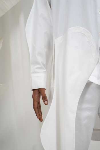 Saim_White Cotton Multi Sleeve Shirt _Online_at_Aza_Fashions