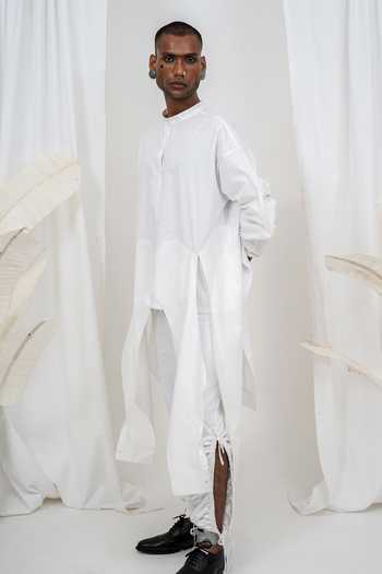 Shop_Saim_White Cotton Multi Sleeve Shirt _Online_at_Aza_Fashions