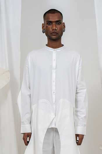 Saim_White Cotton Multi Sleeve Shirt _at_Aza_Fashions