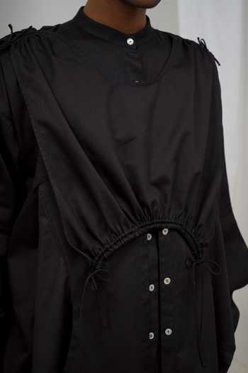 Saim_Black Cotton Apron Multi Sleeve Shirt _Online_at_Aza_Fashions