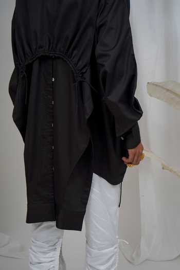 Buy_Saim_Black Cotton Apron Multi Sleeve Shirt _Online_at_Aza_Fashions