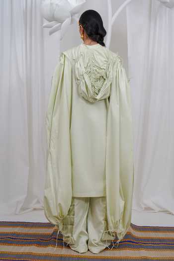 Saim Gathered Draped Hoodie Kurta Set 