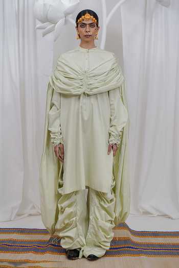 Saim Gathered Draped Hoodie Kurta Set 