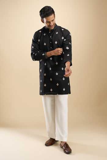 Arihant Rai Sinha Floral Thread Work Short Kurta Set 