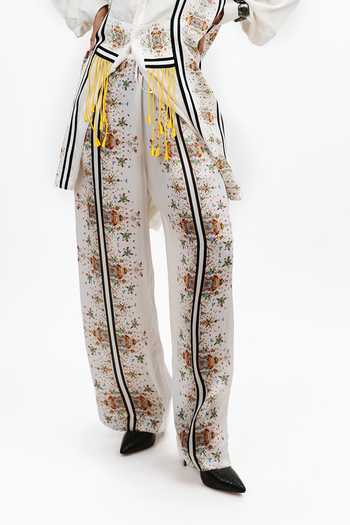 Shop_Saim_Off White Silk Suspender Stripe Pattern Shirt And Trouser Set 