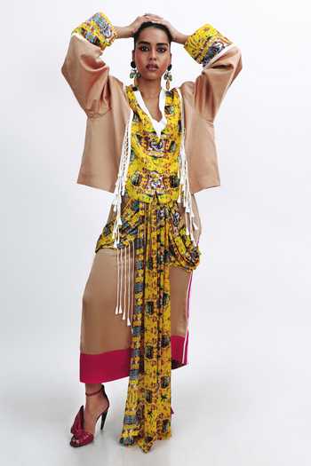 Saim Tassel Cropped Jacket & Skirt Set 