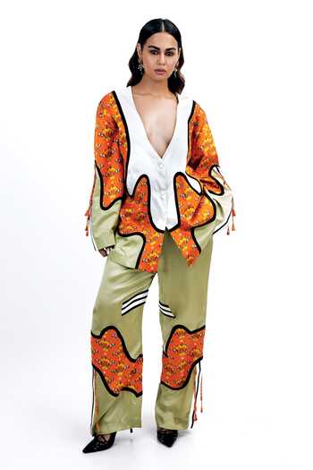 Saim Concentric Yoke Jacket & Trouser Set 