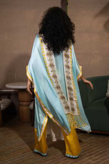 Saim Dupatta Draped Kaftan & Trouser Set 
