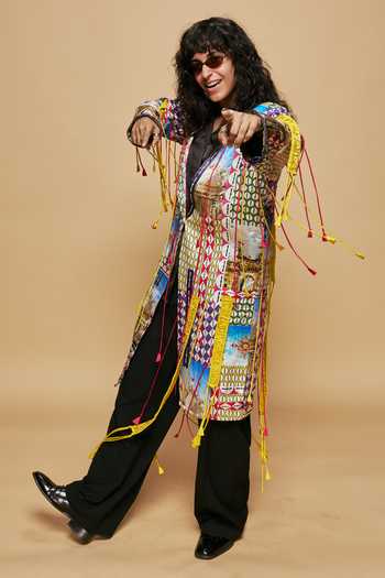 Saim Multi Color Silk, Satin Collared Neck India Patchwork Jacket Online at Aza Fashions Saim_Multi Color Silk, Satin Collared Neck India Patchwork Jacket _Online_at_Aza_Fashions