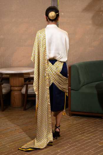 Saim Cross Draped Skirt Set 