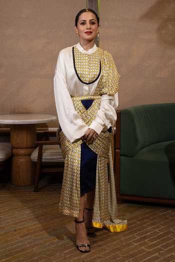 Saim Cross Draped Skirt Set 