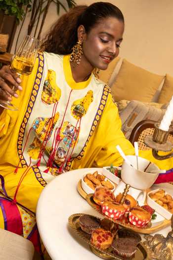 Saim Yellow Silk Mandarin Collar Amoeba Fringed Kurta And Trouser Set at Aza Fashions Saim_Yellow Silk Mandarin Collar Amoeba Fringed Kurta And Trouser Set _at_Aza_Fashions