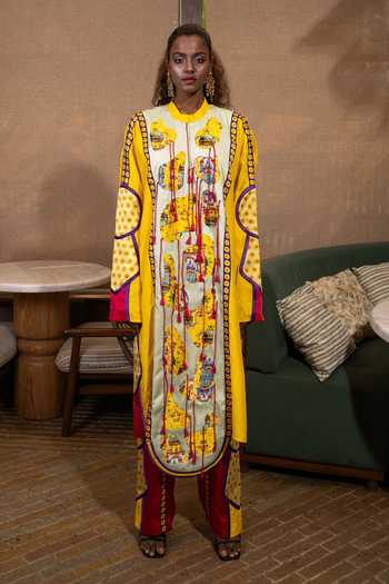 Saim Amoeba Fringed Kurta & Trouser Set 
