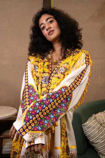 Buy Saim Yellow Silk, Satin, Dupion Plunge Neck Tassel Drape Jacket And Trouser Set Online at Aza Fashions Buy_Saim_Yellow Silk, Satin, Dupion Plunge Neck Tassel Drape Jacket And Trouser Set _Online_at_Aza_Fashions