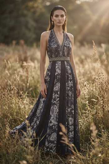 Basanti Kapde aur Koffee Midnight Fleur Dress 