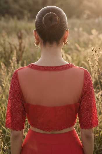 Basanti Kapde aur Koffee Crimson Palazzo With Top 