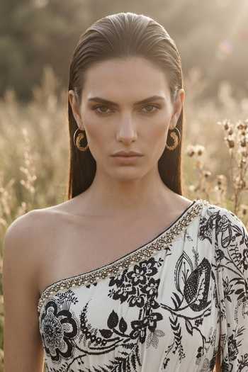 Basanti Kapde aur Koffee_White Crepe, Chantilly One Shoulder Moonlit Fleur Embroidered Jumpsuit _Online_at_Aza_Fashions