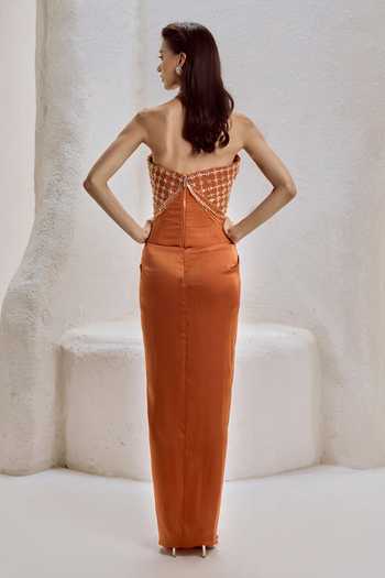Nirmooha Gracile Satin Corset & Draped Skirt Set