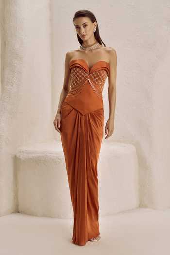 Nirmooha Gracile Satin Corset & Draped Skirt Set