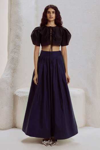 Nirmooha Bastion Taffeta Top & Flared Skirt Set