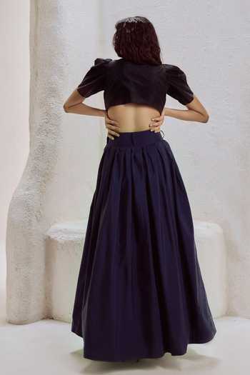 Nirmooha Bastion Taffeta Top & Flared Skirt Set