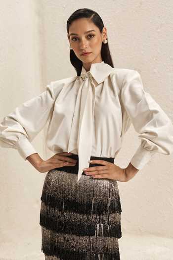Nirmooha Meridian Bow Tie Shirt & Ombre Skirt Set