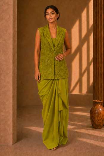 Vridhi Somaani Lea Hand Embroidered Blazer Skirt Set 