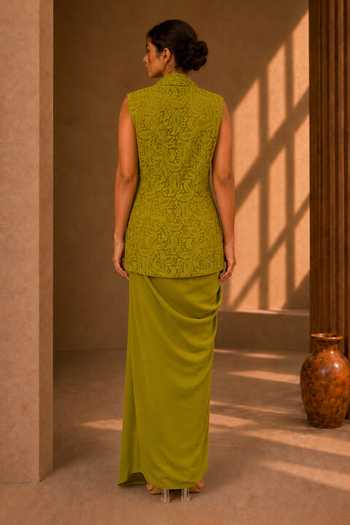 Vridhi Somaani Lea Hand Embroidered Blazer Skirt Set 