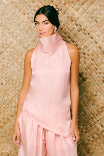 Buy Ituvana Pink Silk High Neck Mawar Salwar Set Online at Aza Fashions Buy_Ituvana_Pink Silk High Neck Mawar Salwar Set _Online_at_Aza_Fashions
