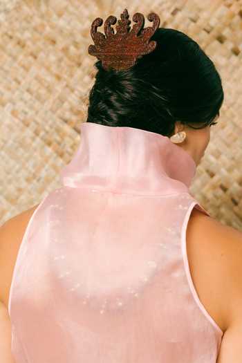 Shop Ituvana Pink Silk High Neck Mawar Salwar Set Online at Aza Fashions Shop_Ituvana_Pink Silk High Neck Mawar Salwar Set _Online_at_Aza_Fashions