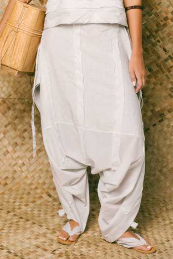Ituvana_Mint Linen Bandeau Neck Pagi Dhoti Top And Pant Set _Online_at_Aza_Fashions